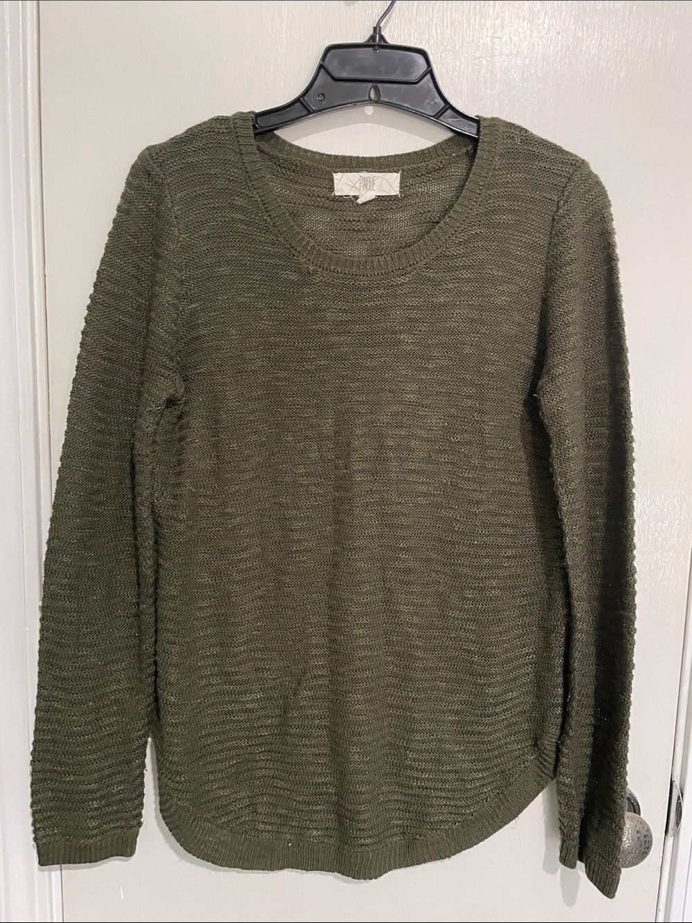 Women’s Olive Green Crewneck Knit Sweater